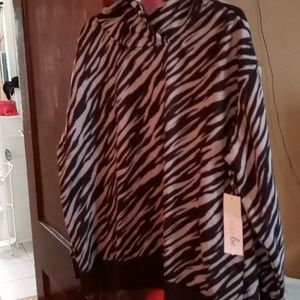 Women's Just Be hoodie sweatshirt tiger stripe brand new size 2X black/white